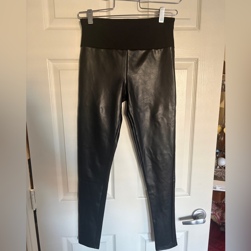 Spanx Red Hot Black Faux Leather Leggings